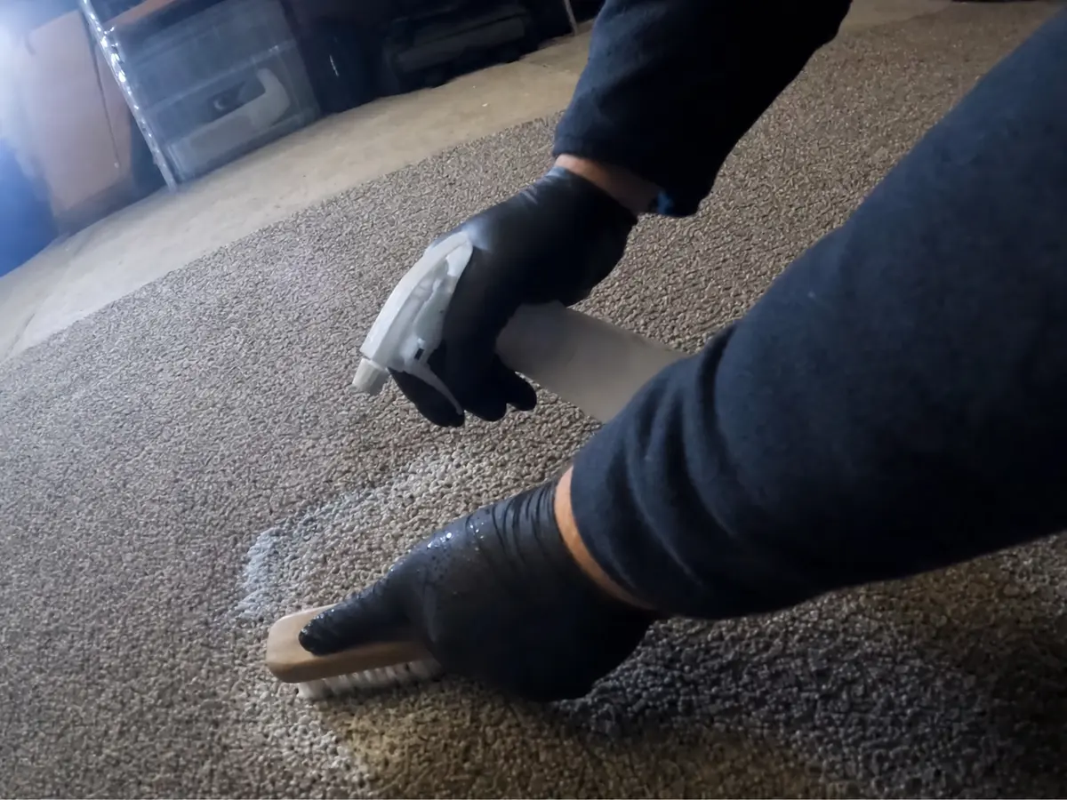 carpet cleaning technician on the job in Tarzana, CA